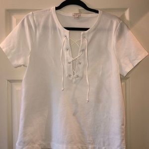 J. Crew lace up white top. Worn ONCE
